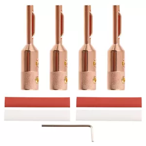 4Pcs Pure Red Copper Banana Plug Audio Speaker Cable Wire Connector - Picture 1 of 6