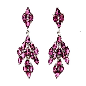 925 Sterling Silver Earrings Marquise Rhodolite Garnet Gemstone Jewelr - Picture 1 of 14