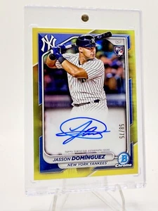 2024 Bowman Chrome Jasson Dominguez Rookie Auto Yellow Refractor /75 Yankees - Picture 1 of 2
