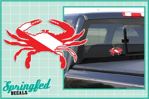 CRAB Shaped DIVE Flag Vinyl Decal Car Truck Sticker SCUBA Diving Decal - Picture 1 of 1