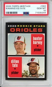 2020 Topps Heritage #362 Hunter Harvey / Dillon Tate RS, RC PSA 10 Gem Mint - Picture 1 of 2