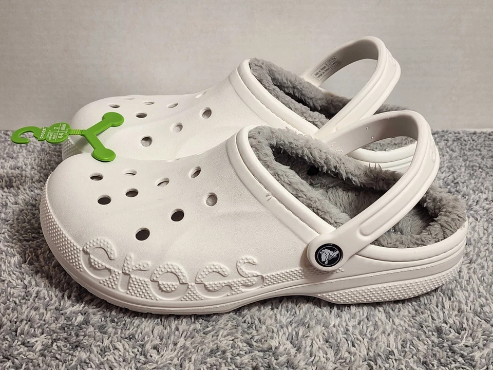 Crocs Unisex Baya Lined Clogs White/Light Grey 205969 Good X Cold Men’s Sz 9
