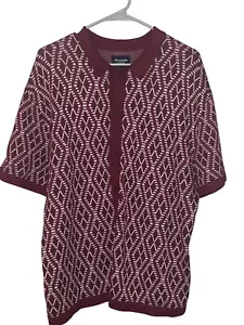 Camisa Abercrombie & Fitch XL Tejida Diamante Botón Borgoña Estilo Rockabilly Años 90 - Imagen 1 de 8