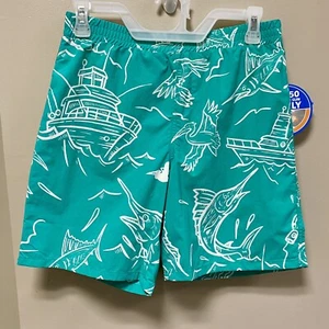 Columbia Boys Sz L Green & White Swim Trunks NWT UPF 50 PFG Omni-Shade - Picture 1 of 7