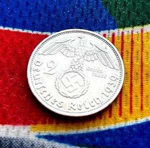 1939 D 2 Mark Deutsch Silber 2. Weltkrieg Münze 3. Reich Reichsmark Münze 5* - Bild 1 von 2