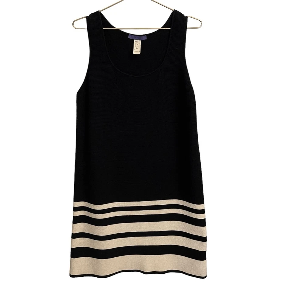 Vestido Suéter Les Copains Azul Marino Blanco Rayas Sin Mangas Algodón Tejido 46 EE. UU. 18 Foto 1 de 4
