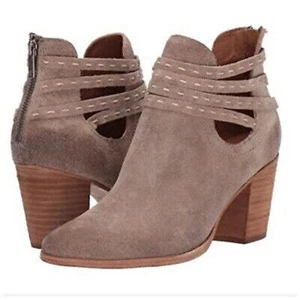 Frye Naomi Pickstitch Shootie Ankle Bootie Strappy Suede Tan Ash Sz 7.5 - Picture 1 of 9