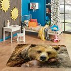 3D Plush Brown Bear N514 Animal Non Slip Rug Mat Round Elegant Carpet Fay
