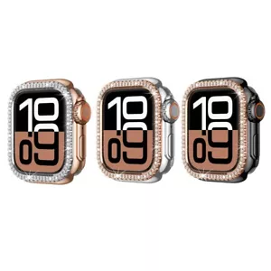 Metal + Crystal Frame Case Cover for Apple Watch 9 8 7 6 5 4 SE iWatch 44mm 45mm - Picture 1 of 32