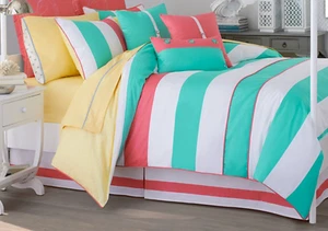 NUEVO JUEGO DE EDREDÓN DE 4 PIEZAS A RAYAS SOUTH TIDE CABAÑA CALIFORNIA KING  - Imagen 1 de 6