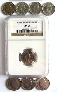 Eight 10 & 20 Rappen Coins Switzerland - 1901 to 1962 - Picture 1 of 19