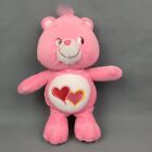 Vintage 2002 CARE BEARS Love A Lot Bear Plush 10” Pink Hearts Stuffy Soft