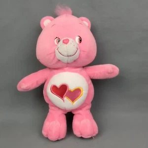Vintage 2002 CARE BEARS Love A Lot Bear Plush 10” Pink Hearts Stuffy Soft - Picture 1 of 9