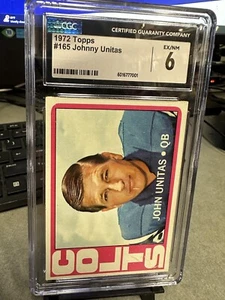 1972 Toops Vintage Football #165 Johnny Unitas CGC 6 EX/NM-Baltimore Coltslts - Picture 1 of 3