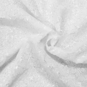 Tessuto paillettes bianco 3 mm materiale scintillante 2 W allungato 130 cm largo metro - Foto 1 di 2