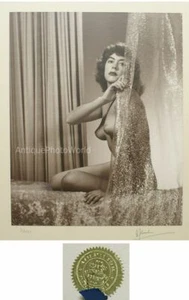 Nude woman by curtain vintage art photo by Crosbie - Picture 1 of 1