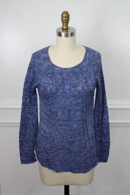 Suéter Mudd Niñas 14 Azul Tejido Abierto Encaje Ribete Pullover Foto 1 de 4