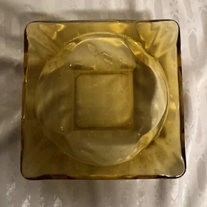 "Cenicero de vidrio cuadrado ámbar de colección 6"" cigarrillo retro restaurante" - Imagen 1 de 10