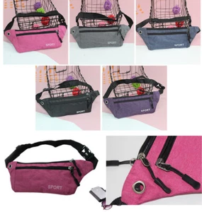 Large Canvas Holiday Waist Money Belts Travel Bum Bags Wallet With Three Pockets - Picture 1 of 14