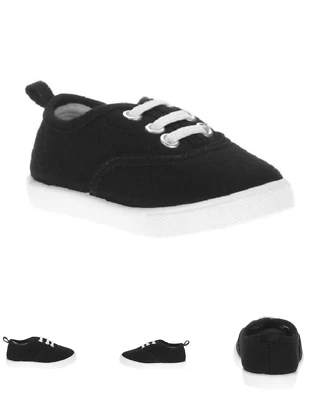 Nuevo Zapatos sin cordones de lona Garanimals negros blancos niños niñas niños pequeños bebé talla 2 Foto 1 de 4