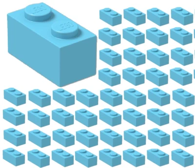 ☀️Lego x50 MEDIUM AZURE Blue 1x2 Bricks Part Pieces Bulk Lot Legos #3004 - Image 1 of 2