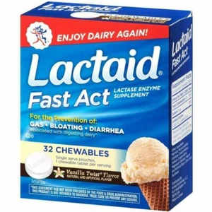 Lactaid Fast Act Lactose Enzyme Supplement Chewables Vanilla Twist 32ct 3 Pack - Picture 1 of 4