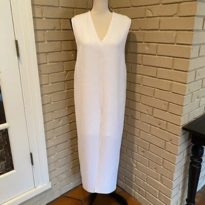 Helmut Lang Womens White Waffled Layered Split Front Back Zip Maxi Dress Size 4 - Picture 1 of 9