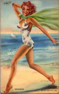 Postal Vivacious C. T. Streamline Bathing Beauties lino matasellado 1944 - Imagen 1 de 2