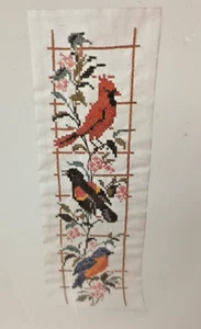 1978 Columbia Minerva Stamped Cross Stitch Kit Song Birds 7 x 35 in USA - Picture 1 of 7