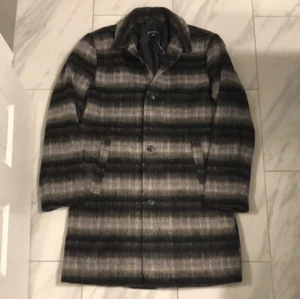 INC International Concepts Men's Wool Trench Coat Gray Black $179 New - Picture 1 of 4