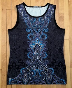 Athleta Top Damen Medium schwarz/blau Muscle Up Tank Paisley bedruckt Tank 427848 - Bild 1 von 7