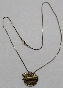 Necklace & Guardian Angel Dog Pendant - silvertone - 17.5 in necklace - Vintage - Picture 1 of 7