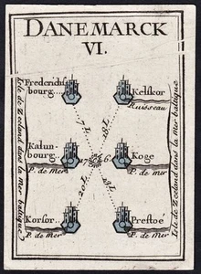 Denmark Dänemark Danmark Spielkarte playing card map Karte Poilly 1750 - Picture 1 of 1