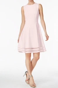 Abito da cocktail da sera nuovo con etichette Calvin Klein Blush Illusion-Trim aderente e svasato 12 - Foto 1 di 9