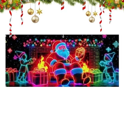Santa Garage Christmas Door Cover 400x180cm UV Fluorescent Holiday Decoration - image 1 of 4