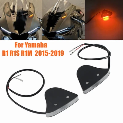 Placa de bloqueo de espejo retrovisor señales de giro LED delanteras para Yamaha YZF R1/R1S/R1M 2015-19 Foto 1 de 4