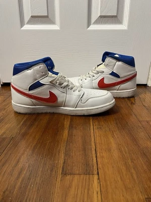 Air Jordan Mid 1 Blanco Rojo Azul Real Foto 1 de 4