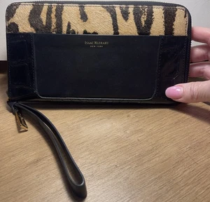 Isaac Mizrahi Animal Print Genuine Leather Oversized Wallet/ Clutch - Picture 1 of 7