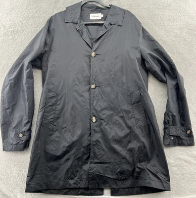 Jaqueta Diamond Supply Co masculina tamanho grande corta-vento preta com botões trincheira - Imagem 1 de 4