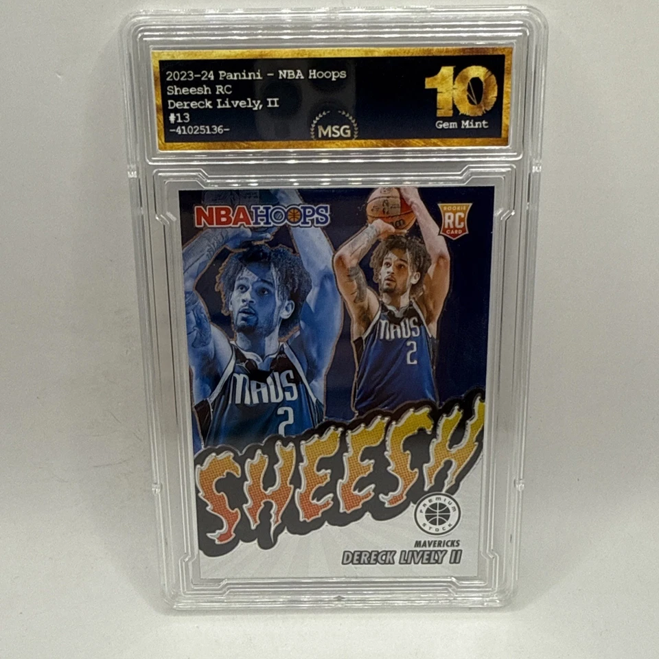2023-24 Panini NBA Hoops - Sheesh PRIZM #13 Dereck Lively (RC) MAVERICKS Graded - Image 1 of 2