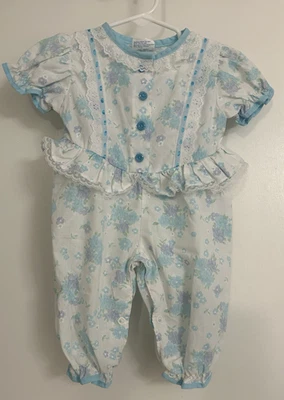 VTG 80's COTTON CANDY Baby Girls Floral Jumpsuit Bubble Romper Size 3-6 Months - Image 1 of 4