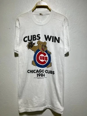 Vintage 1984 Chicago Cubs T-Shirt Cubs Win Bear Logo AN58031 - Image 1 of 2