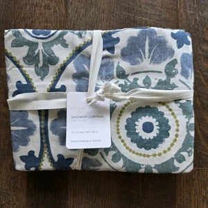 Pottery Barn Veronica Shower Curtain Blue Fabric 72" - Picture 1 of 3