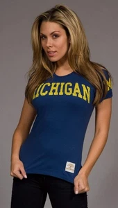 Neu mit Etikett Retro Sport University of Michigan T-Shirt marineblau - Bild 1 von 8
