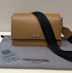 Borsa a tracolla ZADIG & VOLTAIRE Lolita Wings in pelle grana marrone nuova con etichette $448 - Foto 1 di 11