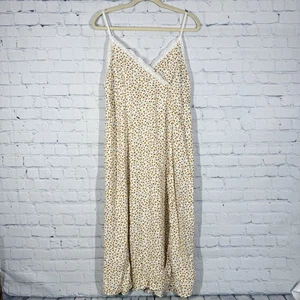 Midi Babydoll Dress Women XL Sunflower Floral Lace Trim Y2K Cottage Prairie Farm - Picture 1 of 11