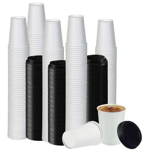 Smygoods White Paper Hot Cups, 16oz, White Paper Hot Cups With Lids, Coffee C... - Picture 1 of 8