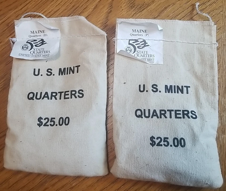 200 x 2003-D and P Maine State Quarters in Two Sealed $25 U.S. Mint Bags - Image 1 of 1