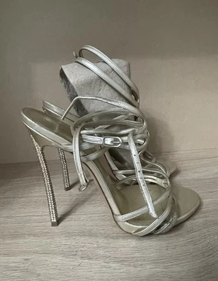 Casadei Gold strappy sandals crystal bow tie ornaments Size Uk 5 8.5 US RRP£975 - Image 1 of 4