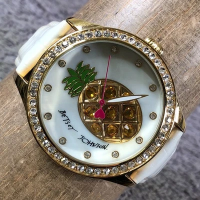 Reloj Betsey Johnson Mujer BJ00517-33 Pavé Cuero Piña Cuarzo 42mm 7 1/2" Foto 1 de 4
